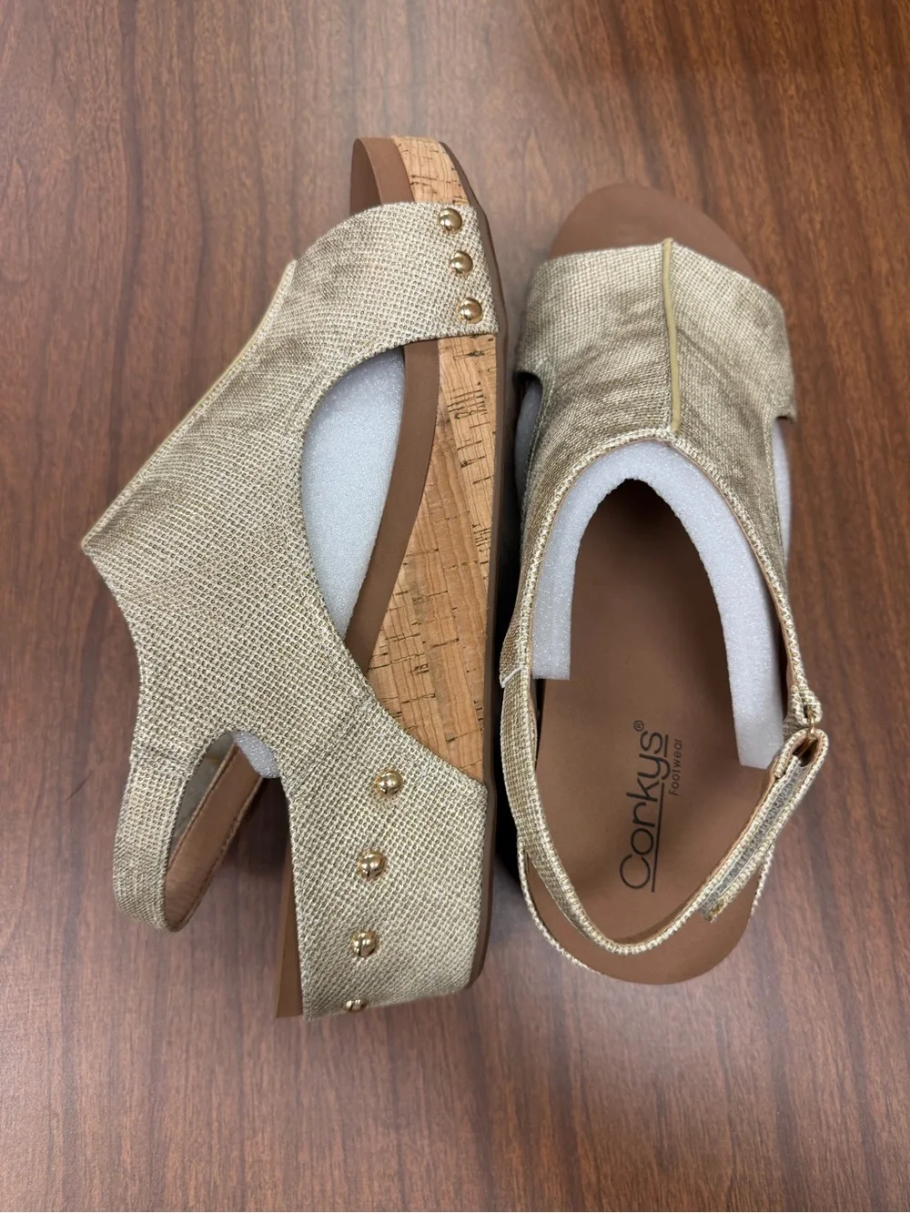 Corkys Metallic Gold Open-Toe Slingback Sandals